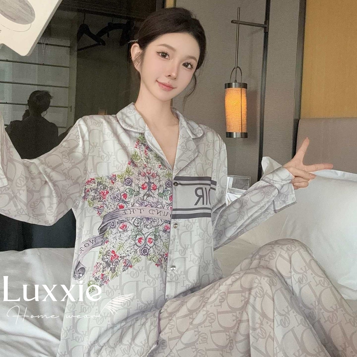 LEDAI15 Pijama lụa Dr in hoa hình sao