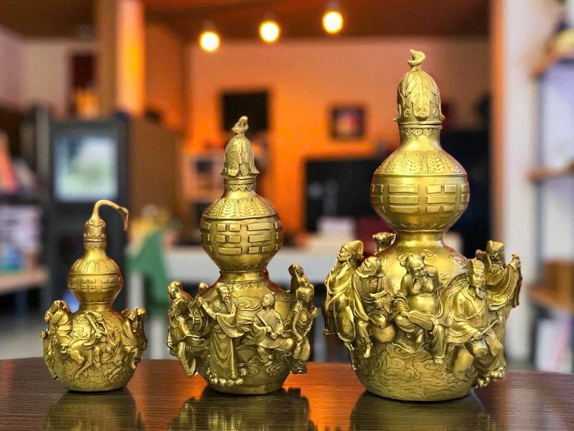 Hồ lô phong thủy bát tiên bằng đồng 