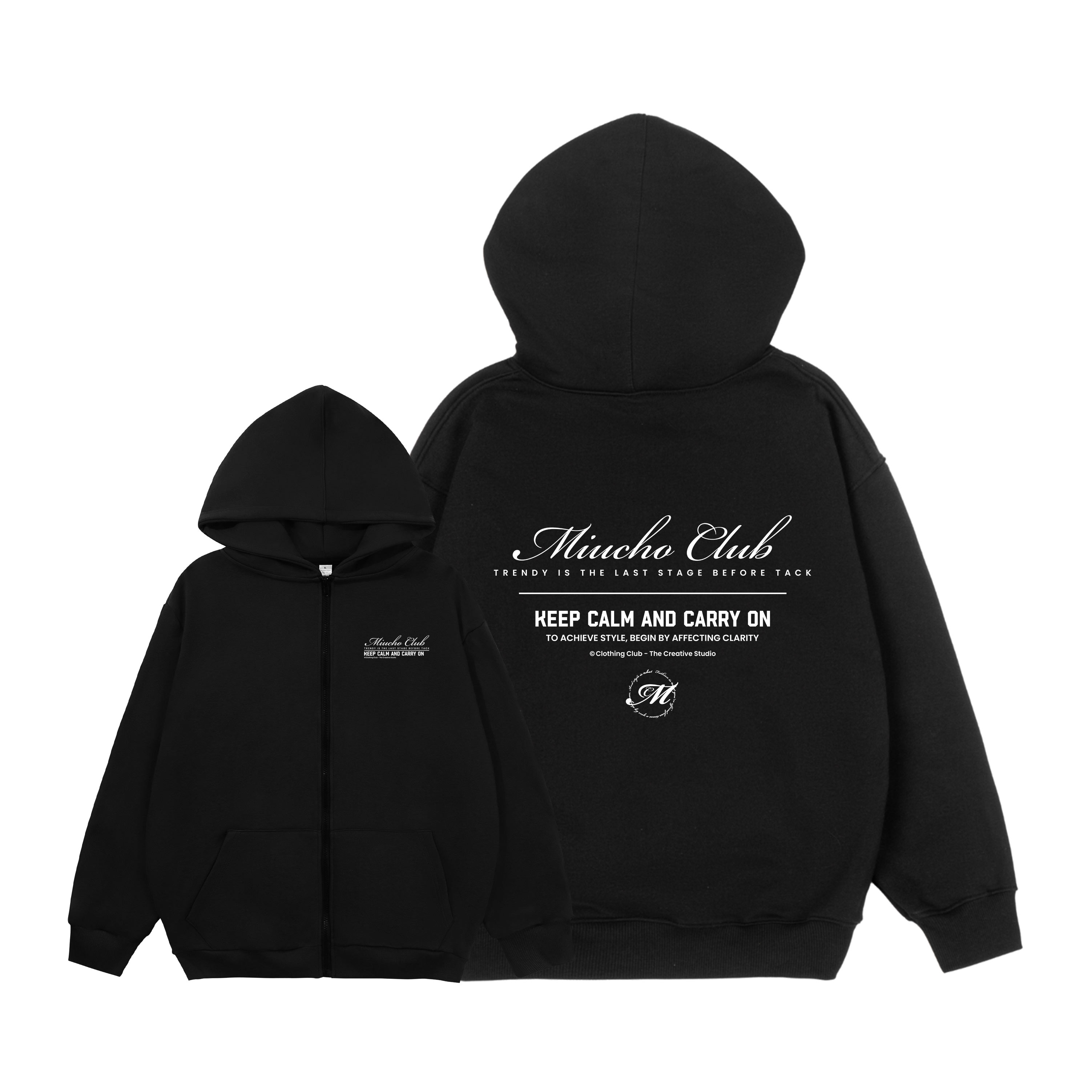 Áo hoodie zip nam local brand form rộng HZD1585 Miucho Club vải nỉ chân cua dày dặn mũ rộng in basic_thumbnail_9