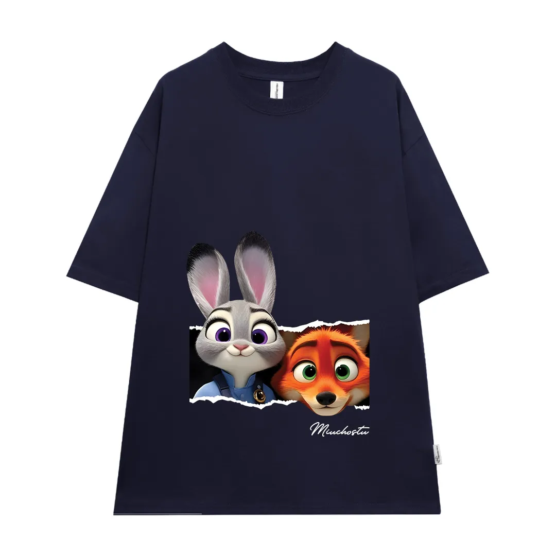 Áo thun couple form rộng Miucho vải cotton thoáng mát dày dặn hoạt hình Zootopia 2813_thumbnail_16