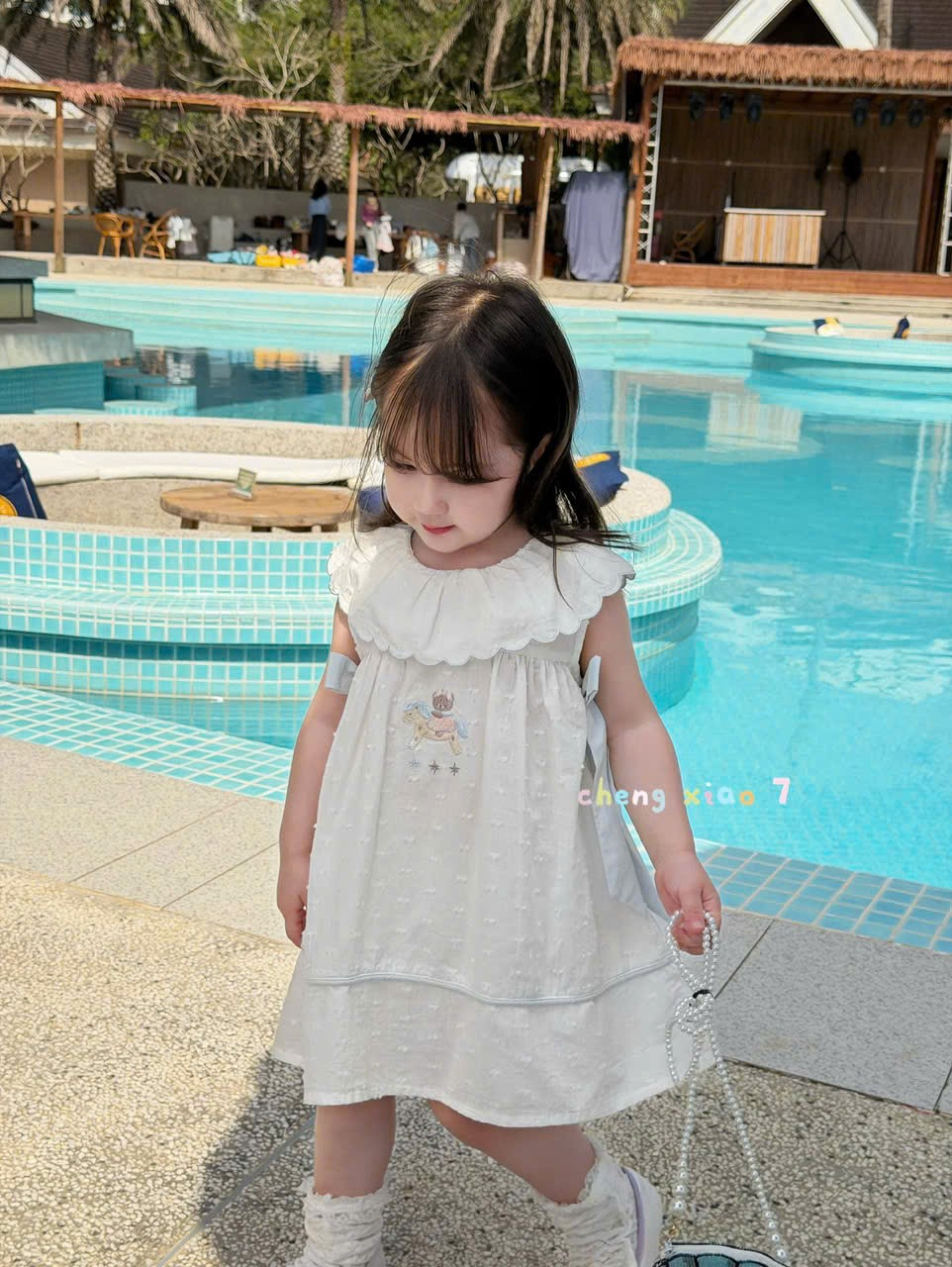 CX85 - Váy bé gái cổ bèo thêu họa tiết thiên thần phong cách tiểu thư dễ thương hãng CX7