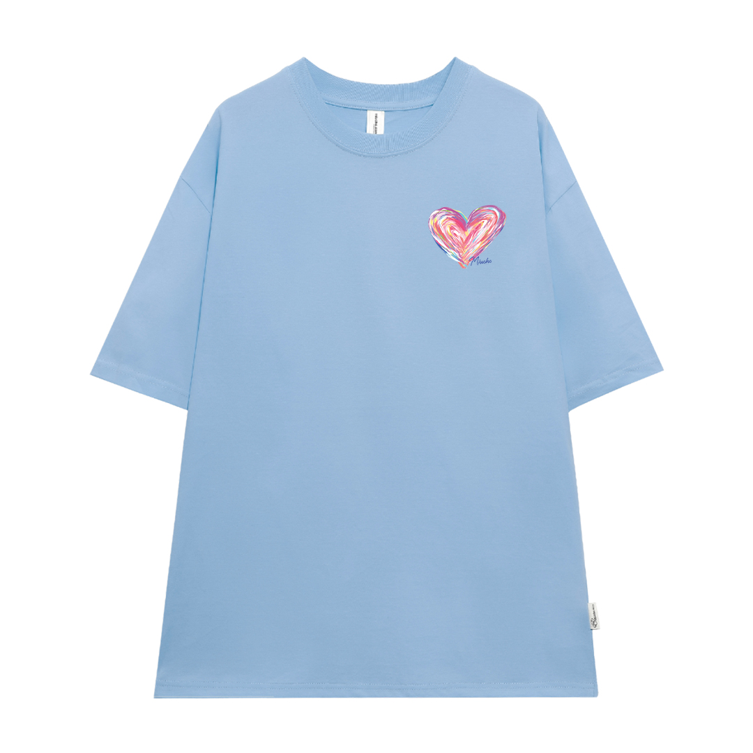 Áo thun cặp đôi in trái tim nhỏ dễ thương form rộng ATD1514 Miucho vải cotton thoáng mát cổ tròn in mix_thumbnail_11