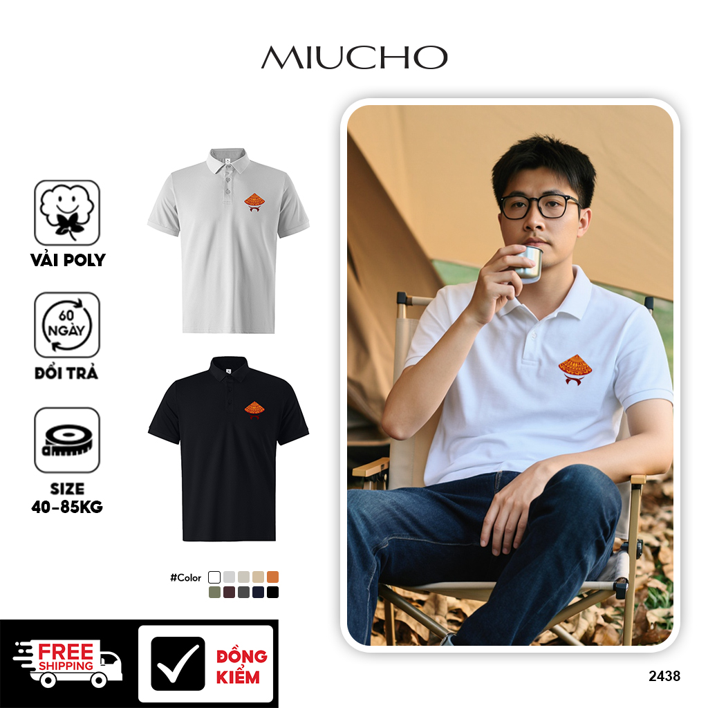 Áo polo cá sấu form vừa PLCSD2438 Miucho Iconic phong cách cổ điển in artwork