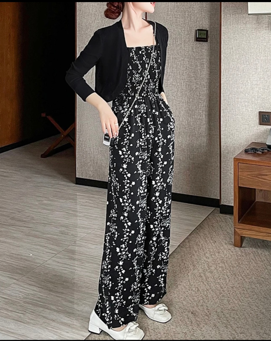 Jumpsuit ống rộng họa tiết 2 dây bo thun ngực_thumbnail_3