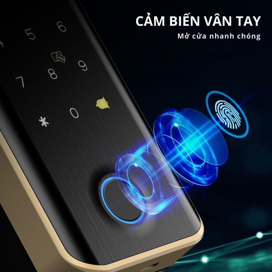 Khóa Cửa Thông Minh Kachi MK45 cho cửa không có khung như cửa kính, cửa gỗ trượt – Mở Khóa App + Vân tay + Chìa khóa + Thẻ từ + Mã số_thumbnail_5