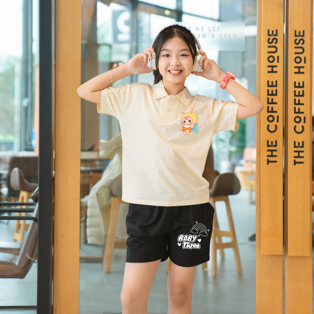 Bộ đồ Polo bé gái in hình ' Baby three' - Loza Kids BO278_thumbnail_1