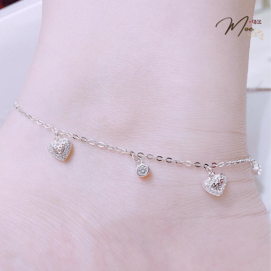 LC86- Lắc chân tim phồng pha lê