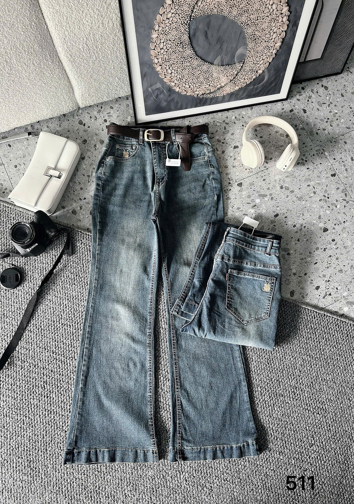 BIGSIZE NỮ - Quần jean ống loe thêu thỏ T-QJ511_thumbnail_1