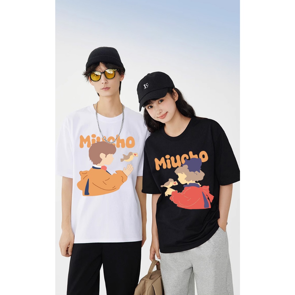 Áo thun couple cute form rộng unisex đủ size ATD1057 Miucho tay lỡ cổ tròn in mix_thumbnail_4