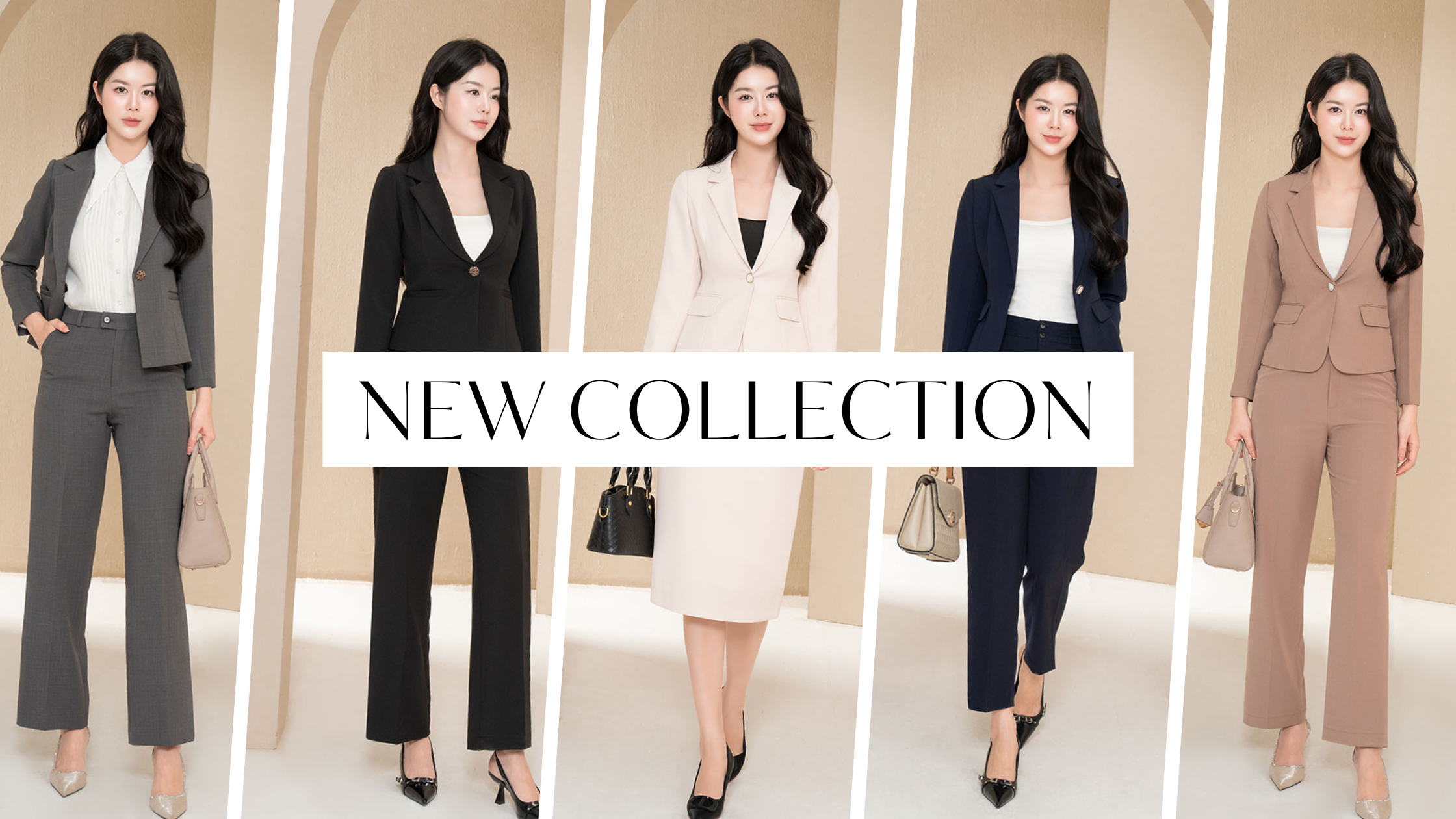 Beige & Blue Fashion Photo Collage New Collection Blog Banner