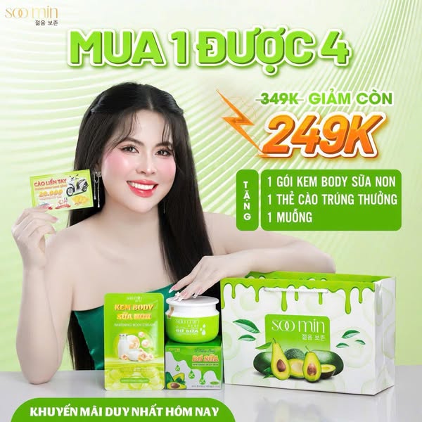 Ủ Trắng Body Bơ Sữa SooMin – Bật Tông Nhanh, Da Mềm Mịn, Hương Thơm Dễ Chịu