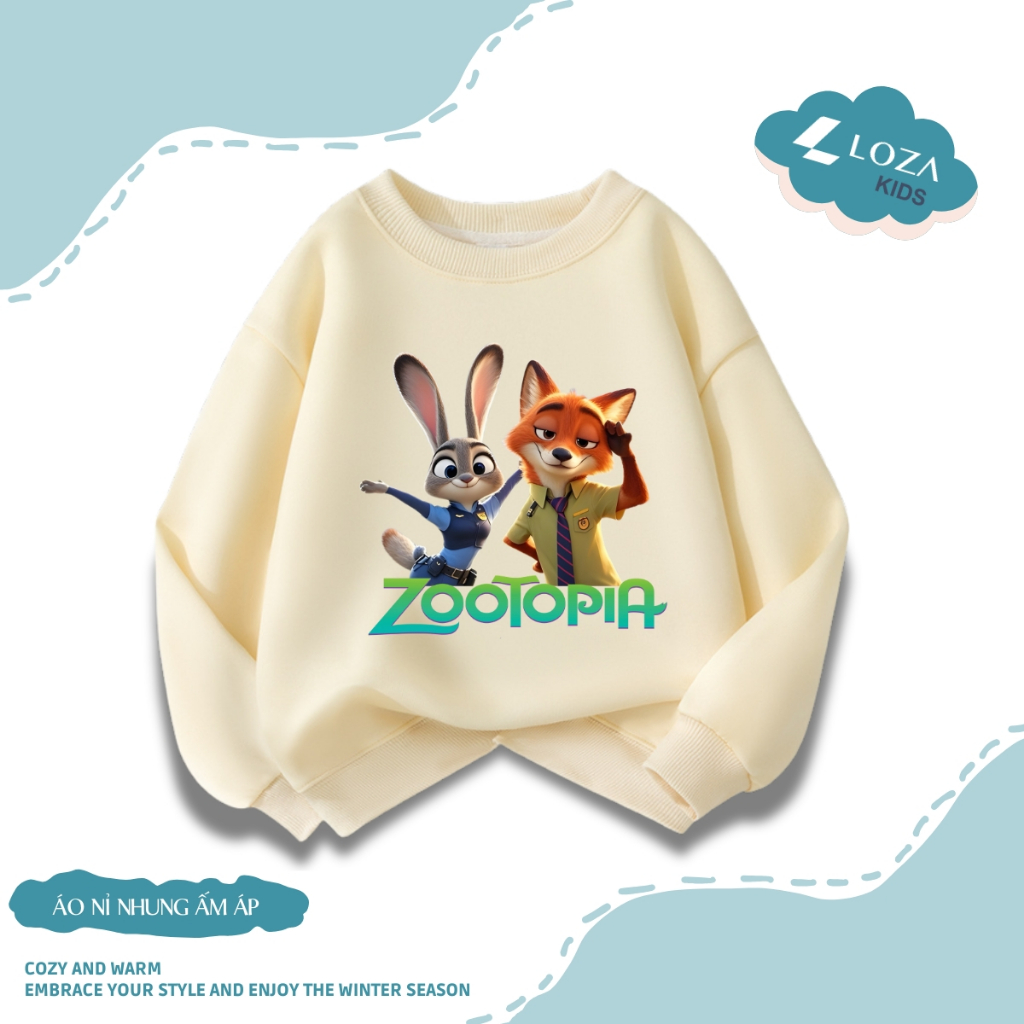 Áo nỉ bé trai, bé gái in hình hoạt hình ZOOTOPIA  - Loza Kids IN3508_thumbnail_4