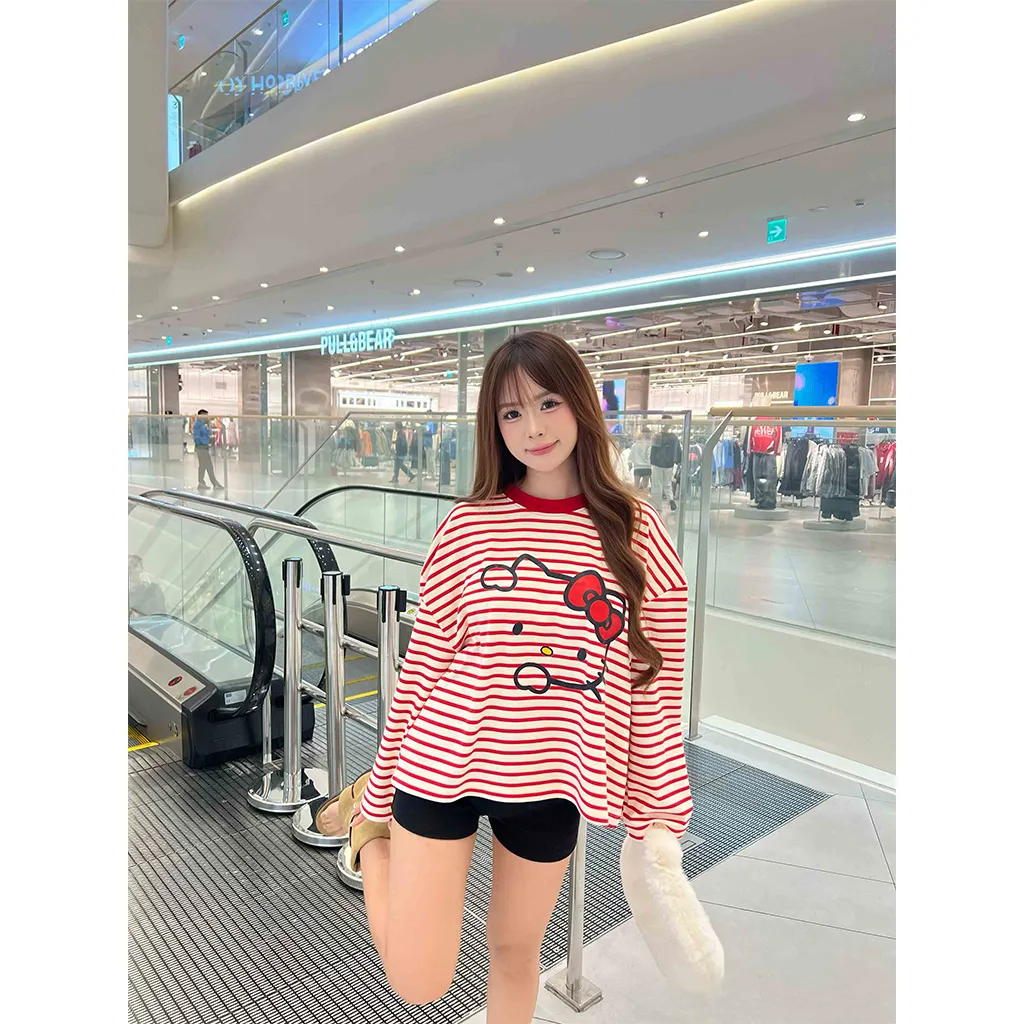 Áo thun nữ form boxy tay dài Miucho vải borip thoáng mát dày dặn hello kitty in mix 2692_thumbnail_9