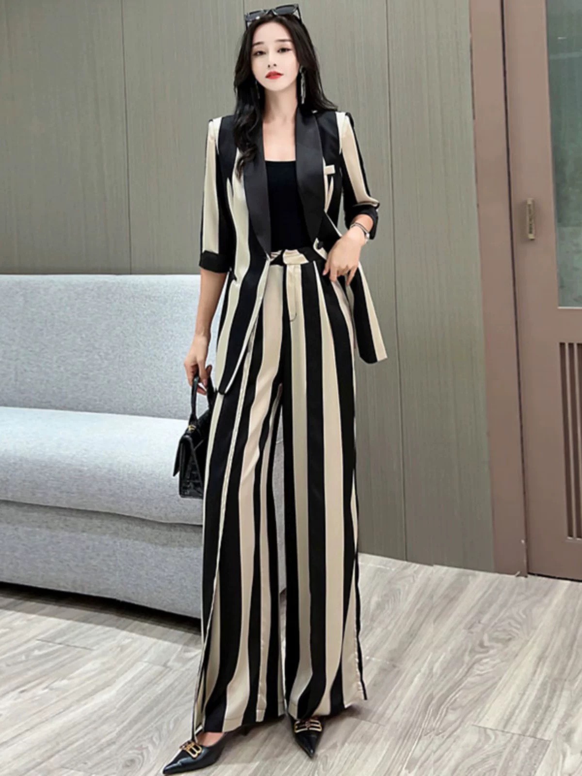 Áo khoác vest kẻ sọc cao cấp