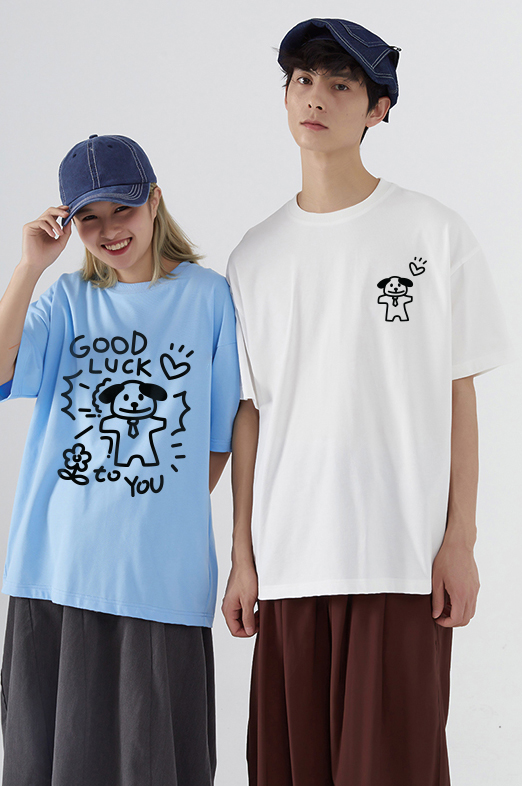 Áo thun cặp đôi couple chú cún đáng yêu from rộng ATD1365 Miucho vải cotton cổ tròn in artwork_thumbnail_6