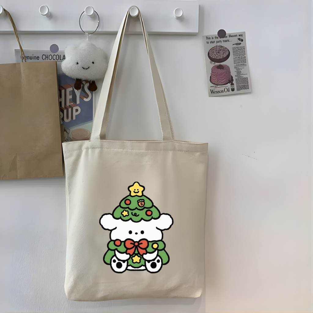 Túi tote vải canvas hình NOEL, Merry Christmas, đeo vai, có khóa kéo và ngăn phụ - WE TEE WTU08_thumbnail_13
