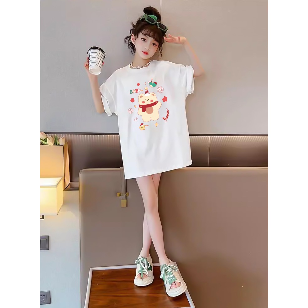 Áo thun bé gái hình gấu form rộng AED689 Miucho Kid 100% vải cotton thoáng mát basic_thumbnail_5