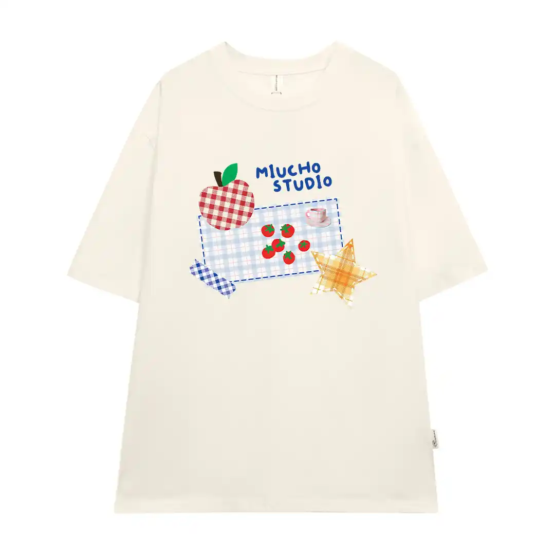 Áo thun form rộng unisex Miucho cotton thoáng mát thấm hút tốt dễ phối đồ hình in trái cây 2779
