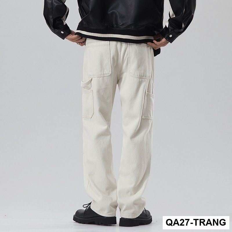 Quần jean trắng cổ điển của Mỹ dành cho nam giới vào mùa thu quần bảo hộ lao động mới dành cho nam giới vào mùa thu quần ống rộng thẳng nam_thumbnail_4