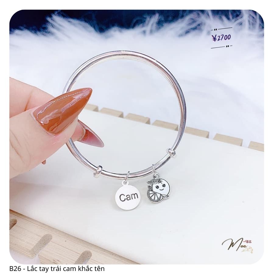 B26 - Lắc tay vòng trơn khắc tên kèm charm_thumbnail_1