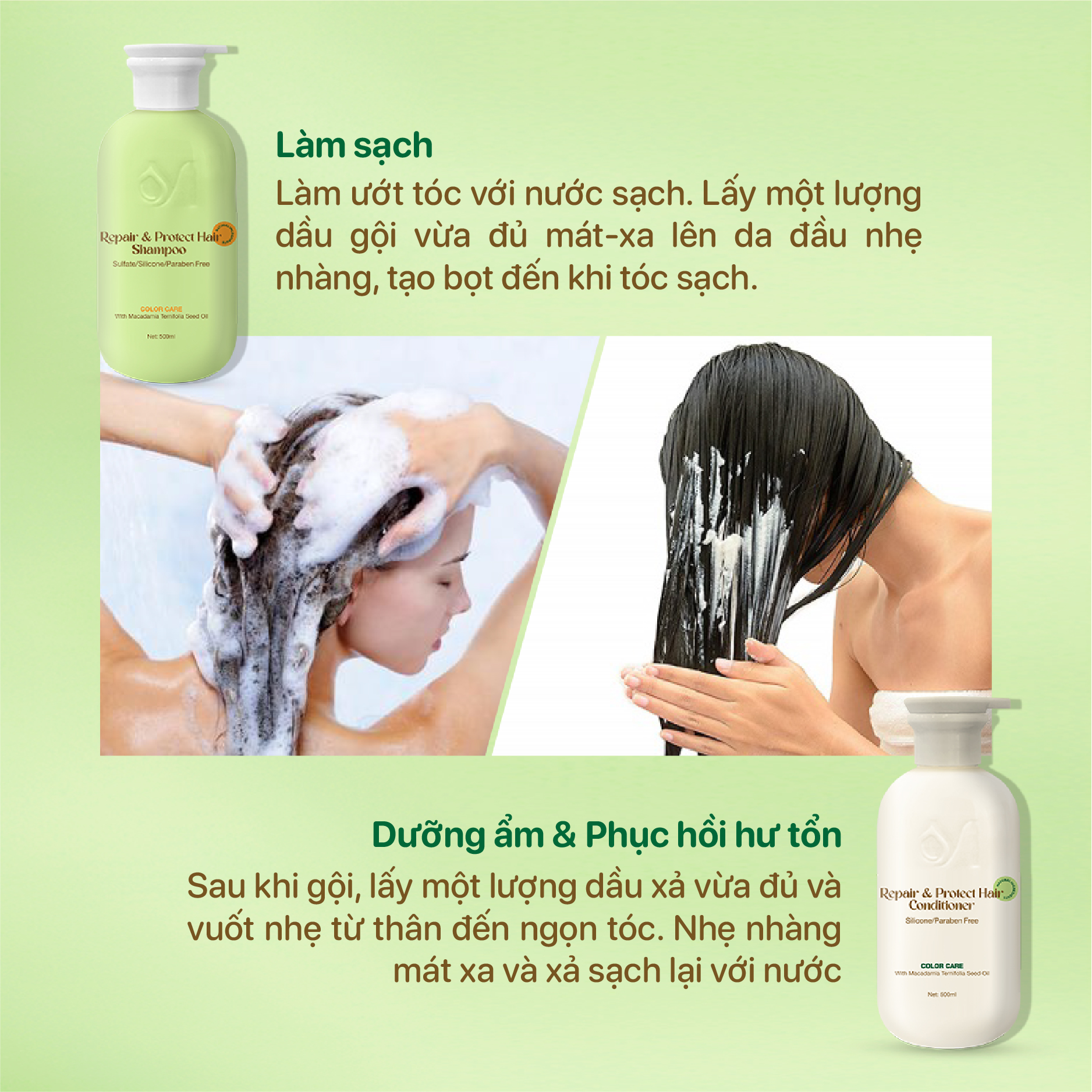 Combo Dầu gội cho tóc nhuộm và Dầu xả giữ màu MACALAND 500ml dưỡng tóc mềm mượt chắc khỏe, phục hồi hư tổn_thumbnail_10
