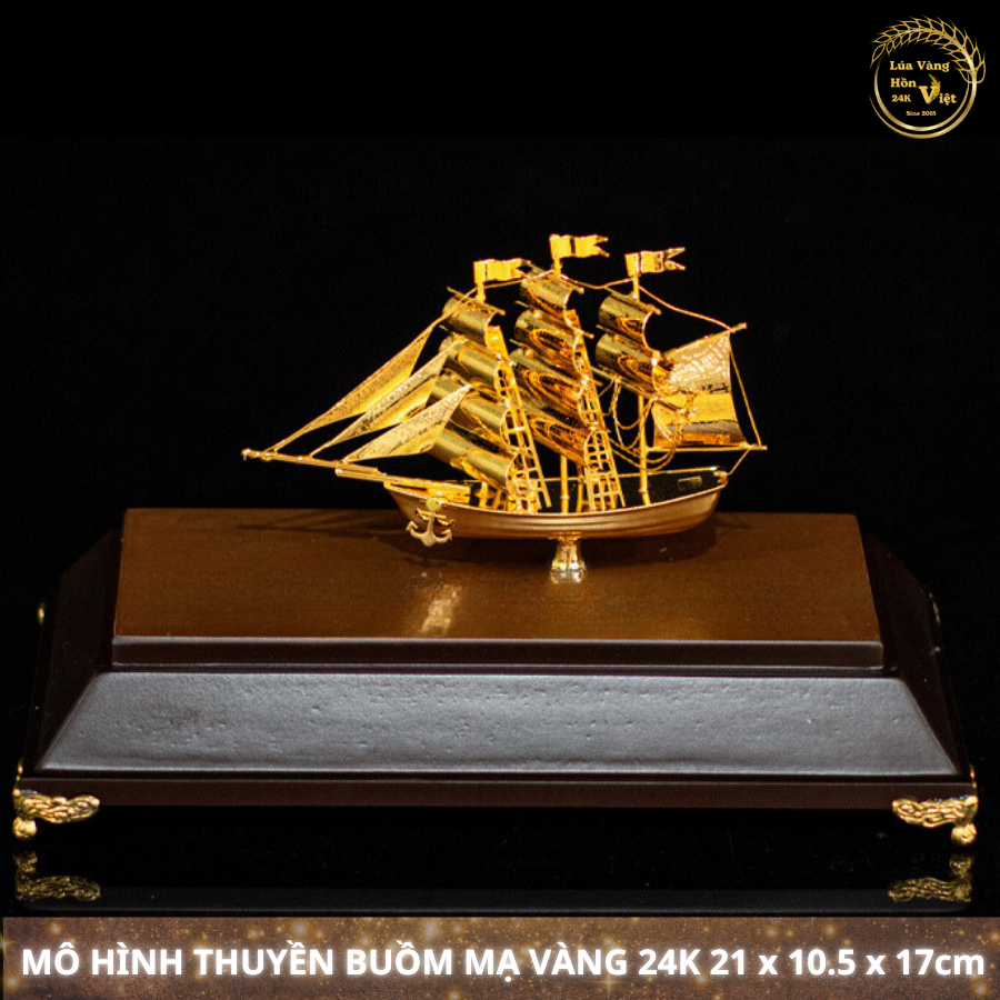 THUYỀN BUỒM MẠ VÀNG 24K 21x10.5x17cm_thumbnail_0