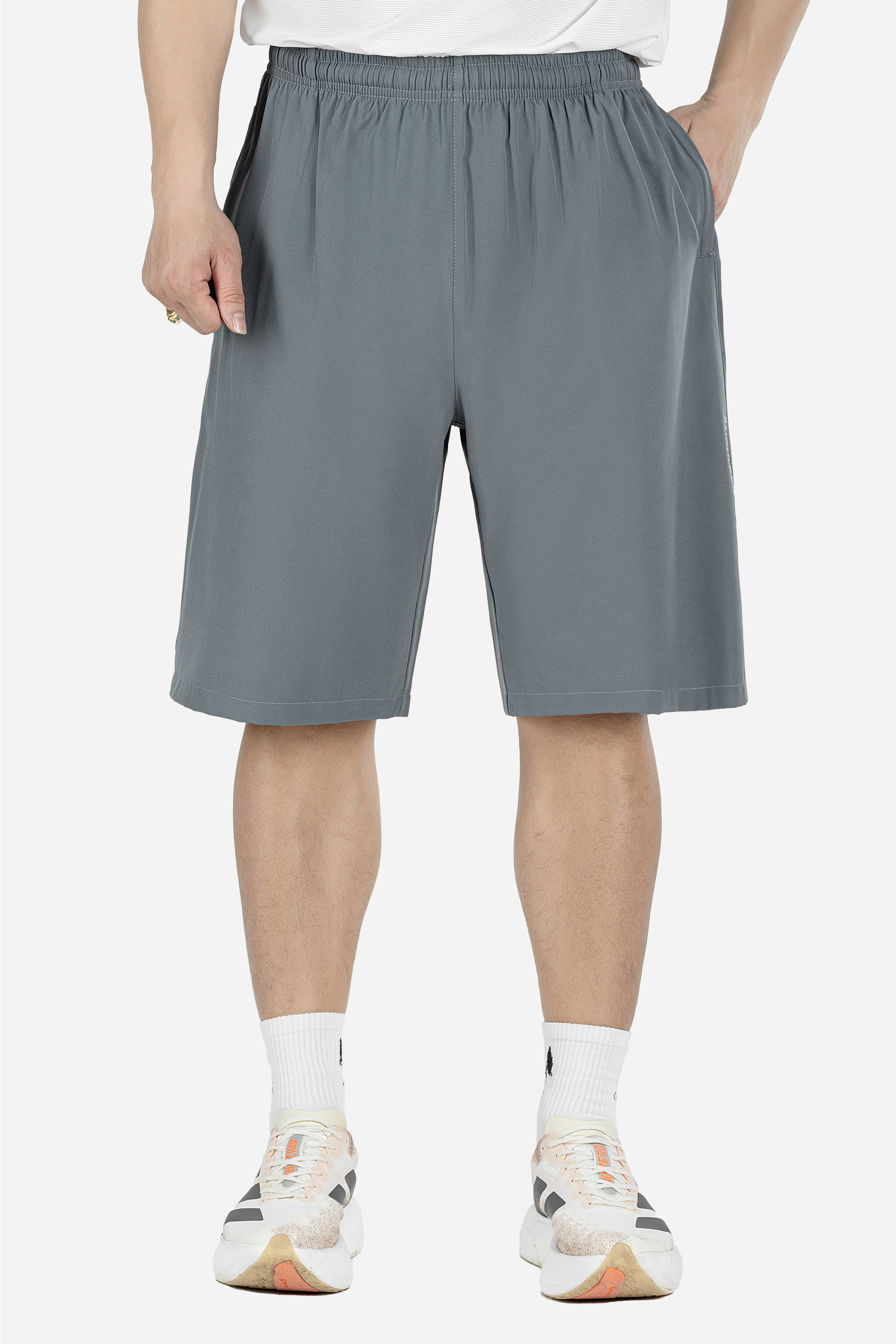 Quần Soọc Gió Exdry Nam Trung Niên ANCHI Dáng Suông Dài Qua Gối Màu Ghi Nhạt