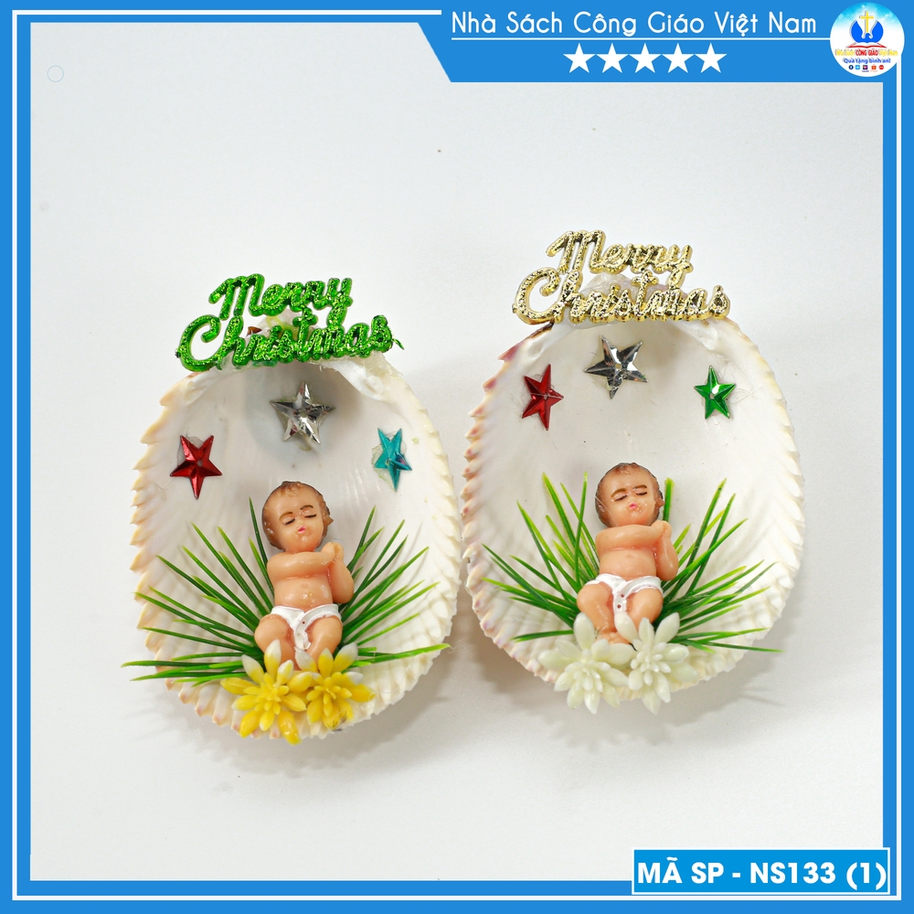 Tượng Chúa Hài Đồng Giáng Sinh mini - Vỏ ốc nhỏ NS133 Quà tặng Công Giáo, trang trí Noel_thumbnail_5