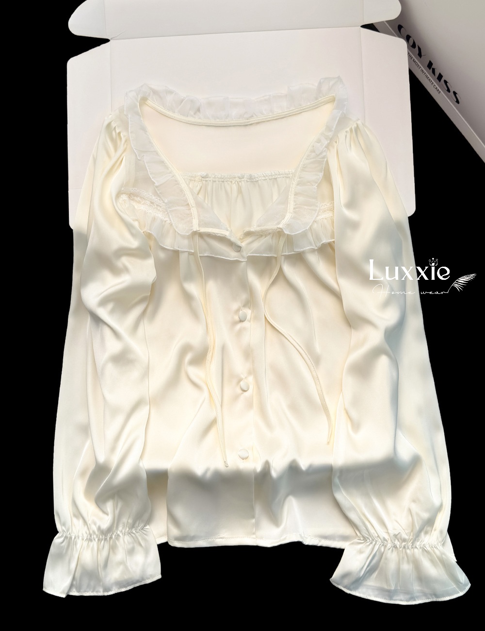 LEDAI09 Pijama lụa cổ ren tiểu thư màu kem_thumbnail_4