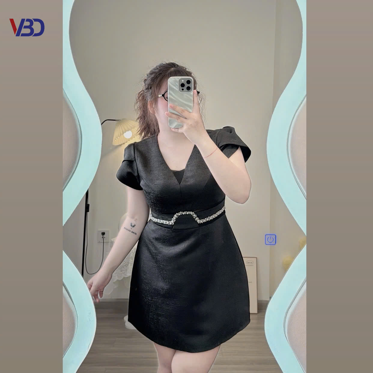 Đầm kiểu khoét eo phối lưới kiểu bigsize DA134 dành cho nàng béo mập từ 55-95kg_thumbnail_2