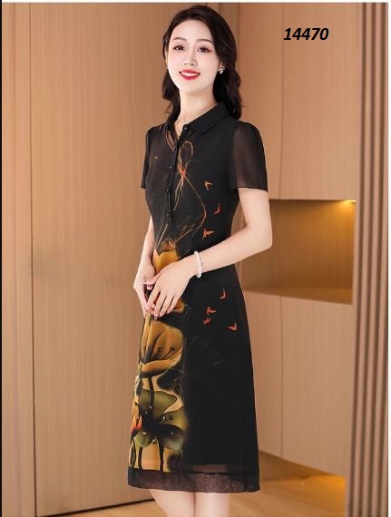 14470-Đầm suông cổ sơ mi họa tiết hoa sen_thumbnail_2