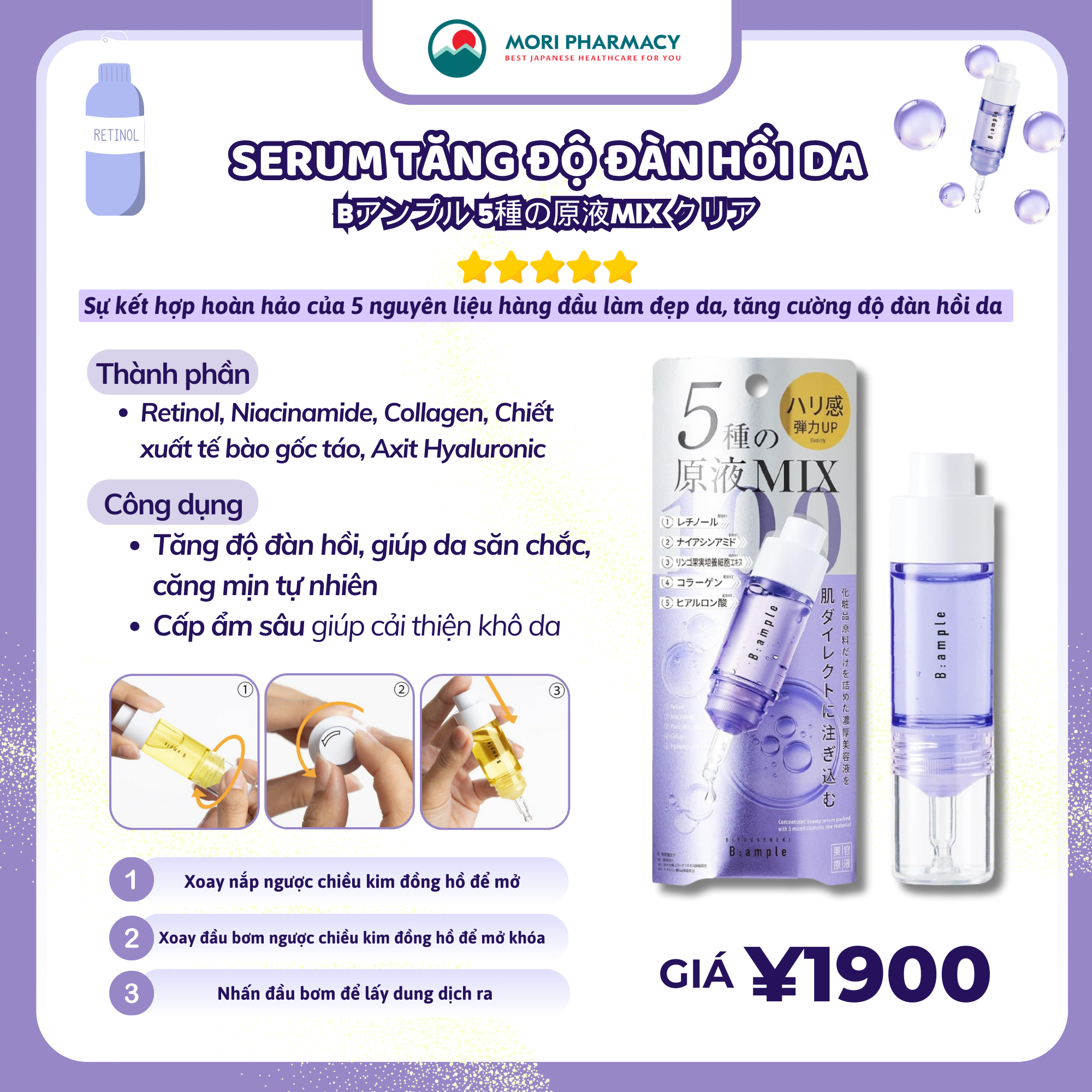 Serum Retinol tăng đàn hồi da