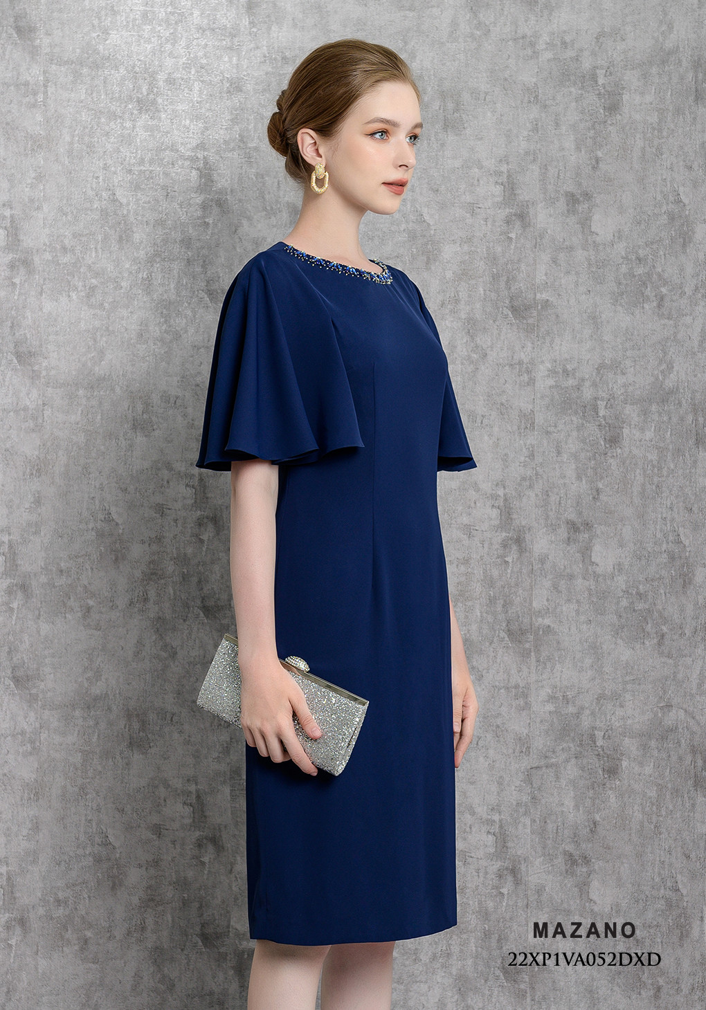 Đầm dự tiệc xanh ôm tay rủ đính đá cách điệu_thumbnail_3