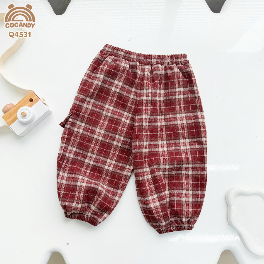 Quần dài caro nhung ĐỎ rút gấu_thumbnail_1