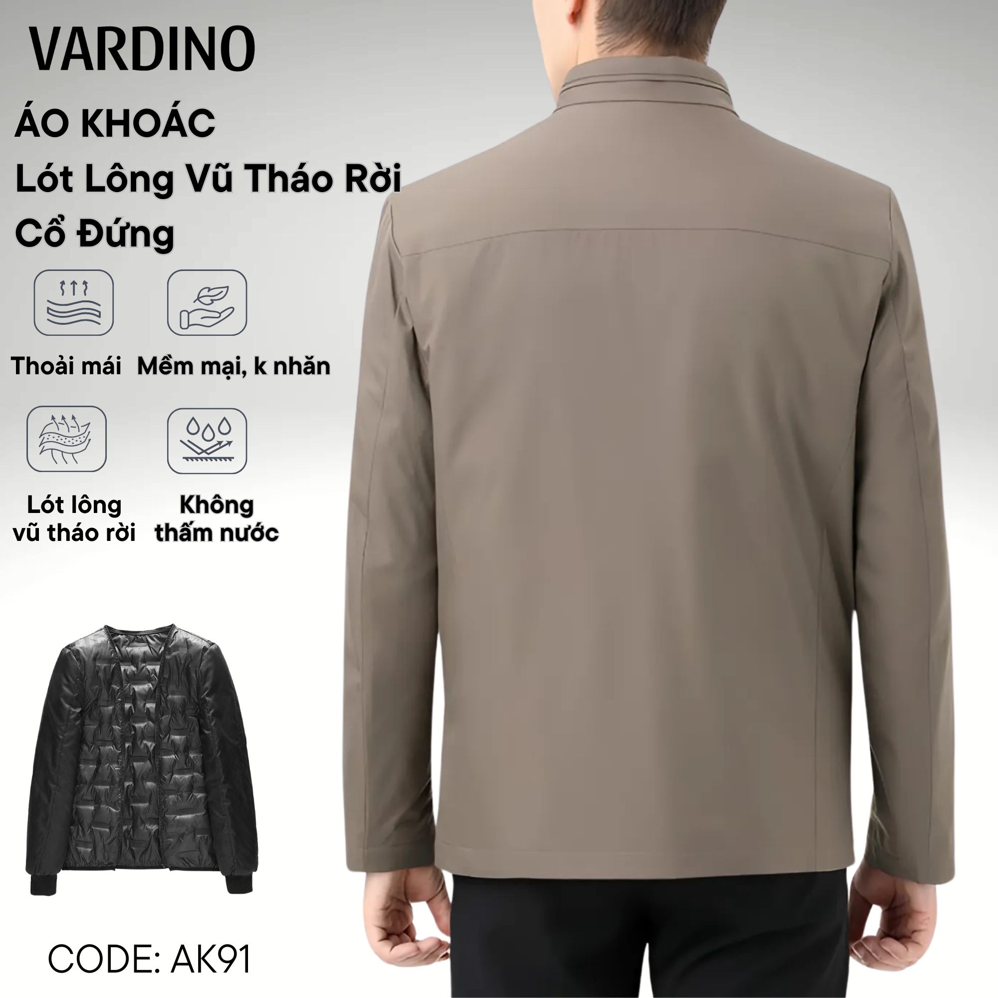 Áo khoác lông vũ tháo rời Vardino AK91