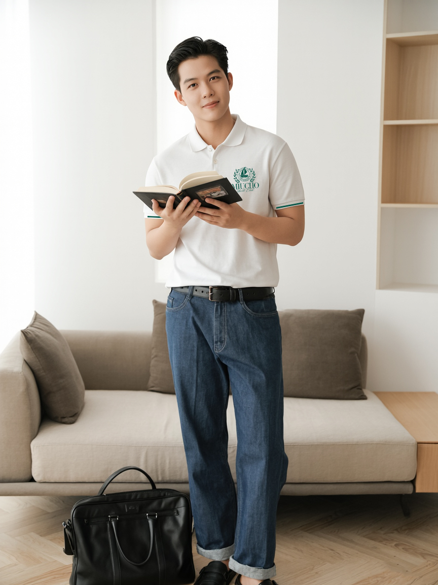 Áo polo nam form vừa PLCSD2408 Miucho Iconic phong cách basic chất liệu polyester bền nhẹ in mix_thumbnail_3