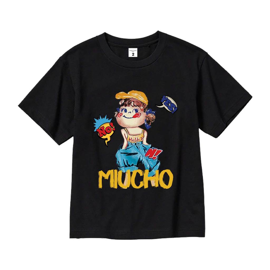 Áo thun cho bé gái hoạt hình form rộng AED1113 Miucho Kid tay ngắn cổ tròn in mix_thumbnail_0