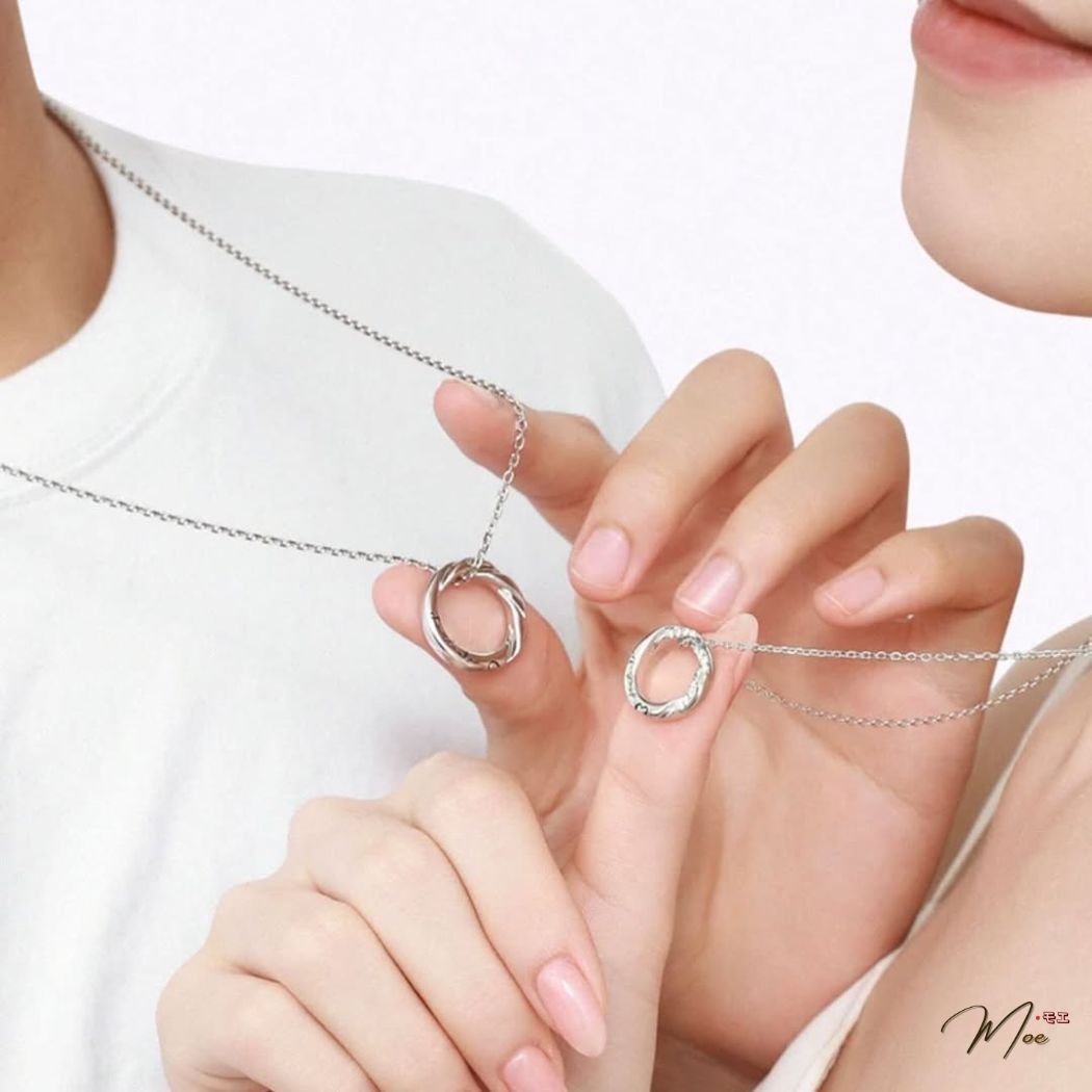 D255 - Dây chuyền đôi nhẫn tròn sóng chéo vĩnh cửu khắc tên theo yêu cầu_thumbnail_1