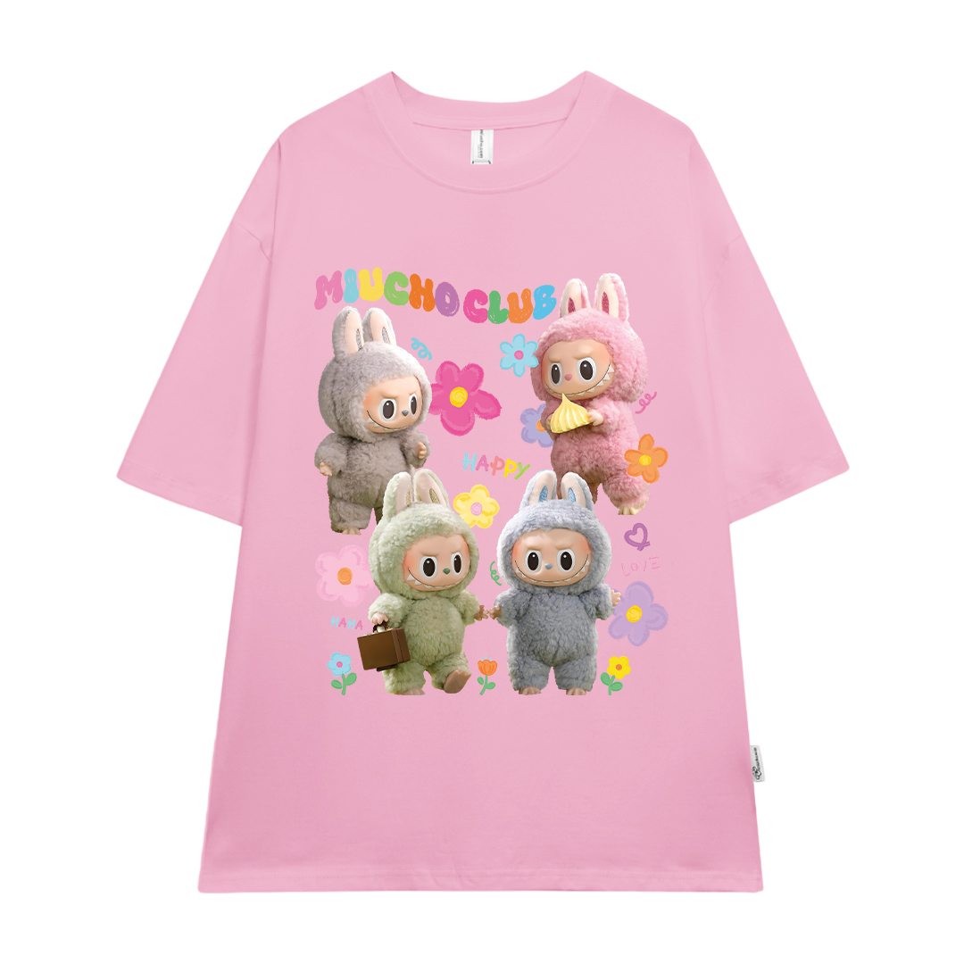 Áo thun labubu dễ thương form rộng nhiều màu ATD1452 Miucho vải cotton cổ tròn in mix_thumbnail_11