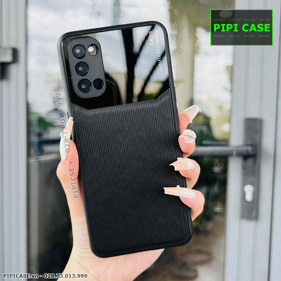 Ốp Lưng Oppo Reno 4 - Lens Sọc - Đen