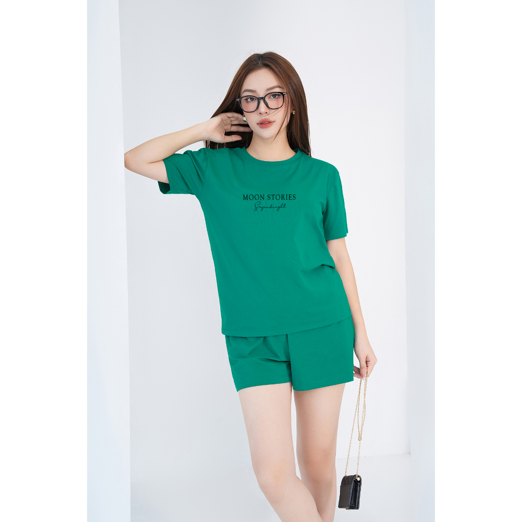 [Form Rộng] Bộ quần áo thun nữ ＬＯＺΛ Moon Stories cotton lạnh mùa hè gồm quần đùi và áo phông tay cộc - BR6289_thumbnail_1