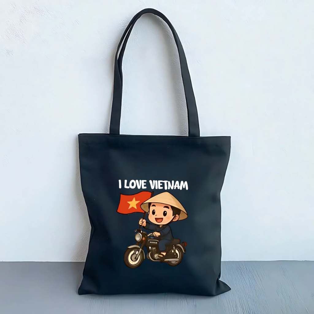 Túi tote vải canvas I Love Vietnam có khóa kéo và ngăn phụ - We Tee TOTE20