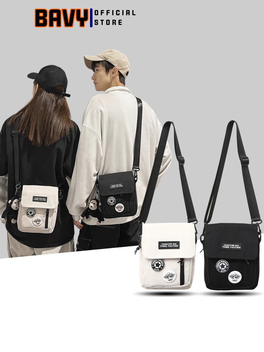 Túi đeo chéo nam nữ mini nhỏ gọn vải canvas thời trang Hàn Quốc_thumbnail_3