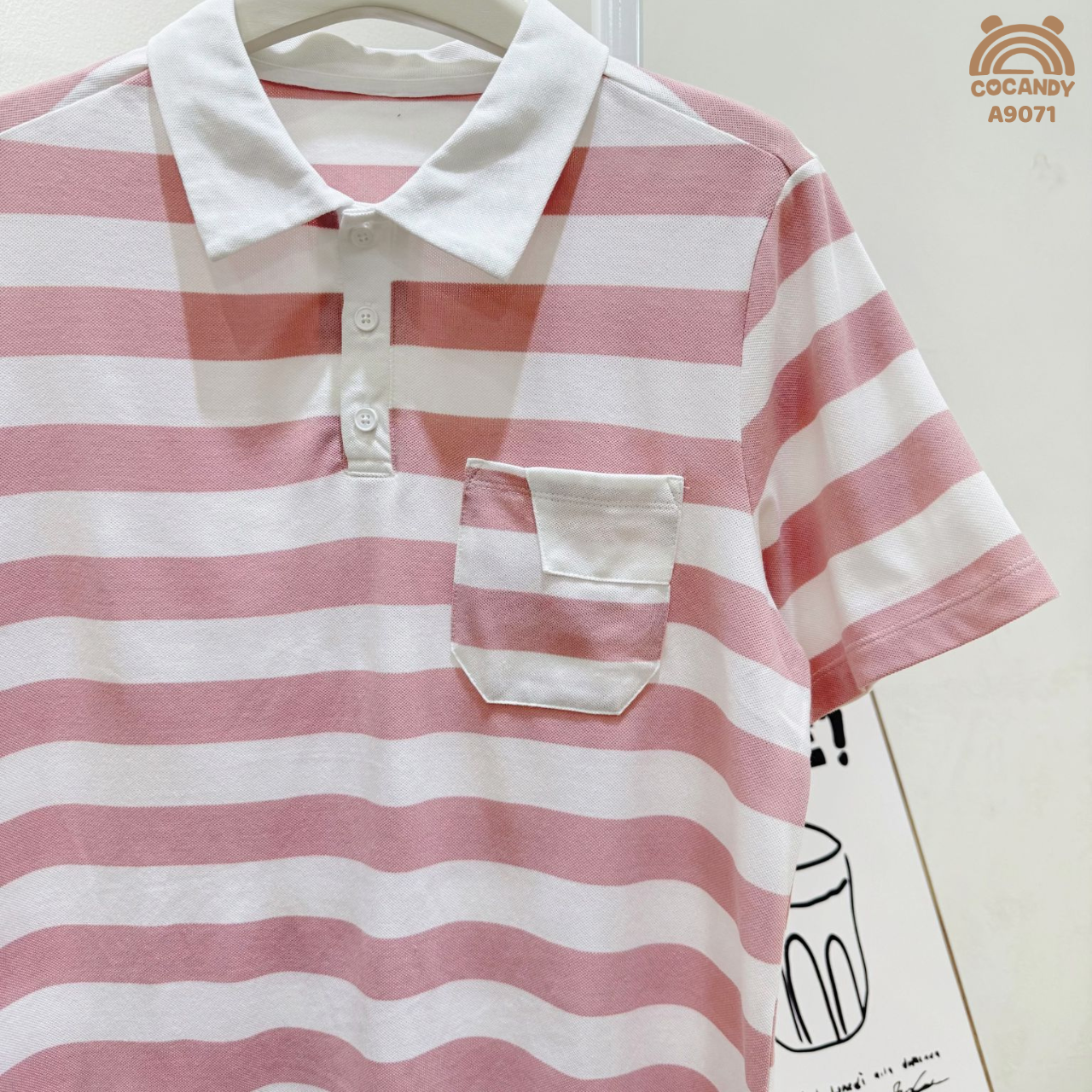 Áo cộc kẻ HỒNG polo túi ngực NAM_thumbnail_3