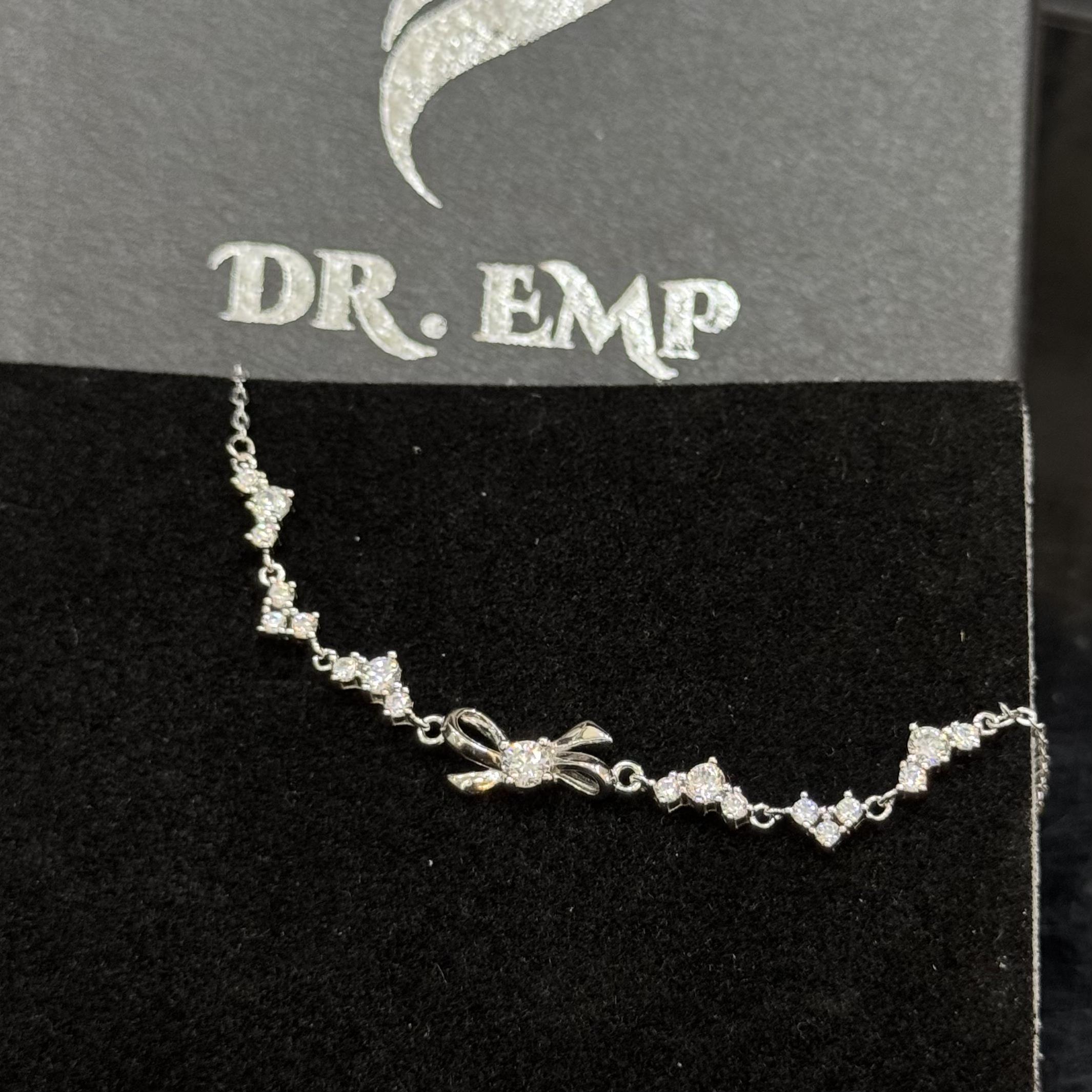 vòng tay bạc s925 dải dây đá tim kết nối mặt nơ trơn điểm đá nữ tính _thumbnail_3