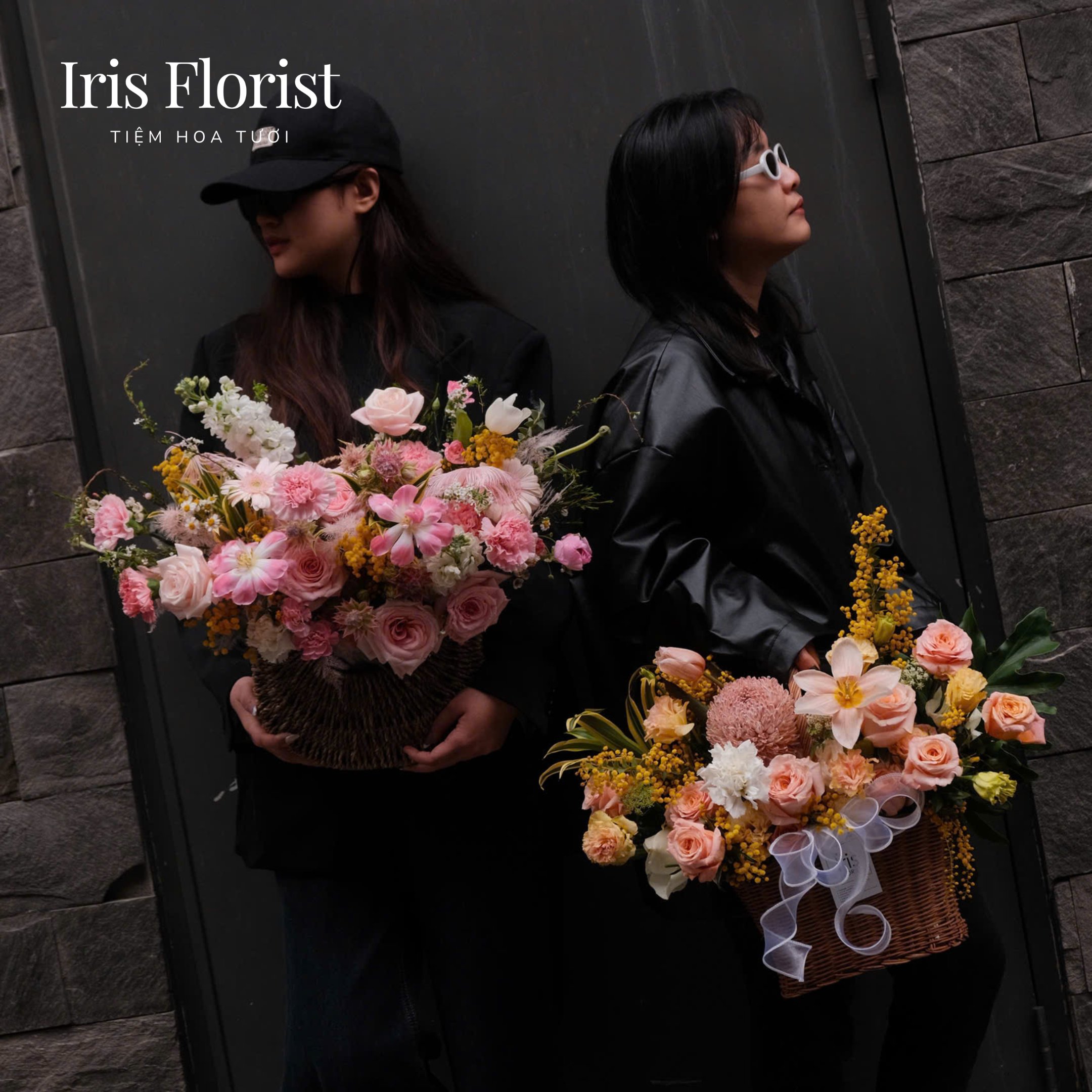 Giỏ hoa mây - Tone Nâu Cafe