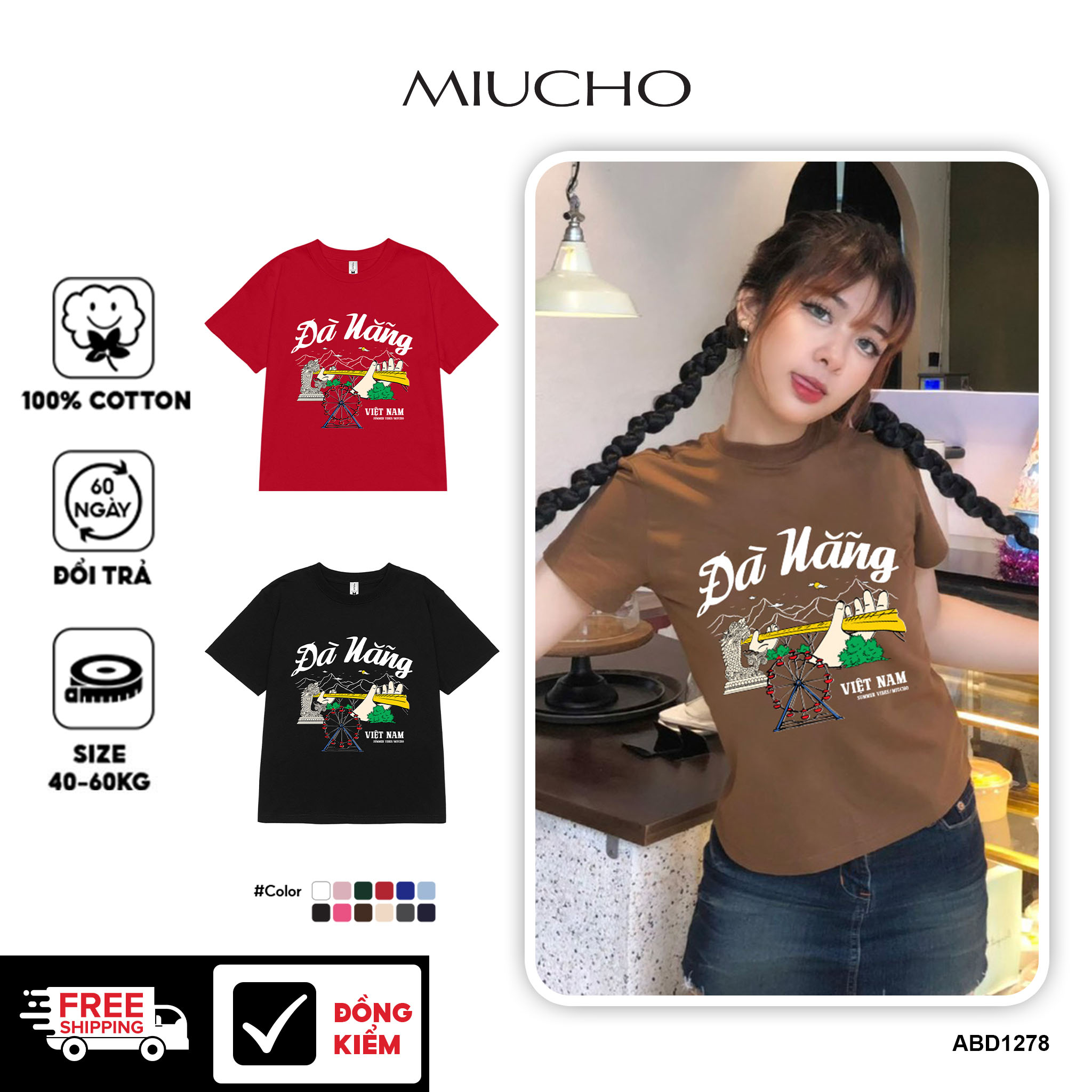 Áo thun baby tee form ôm xinh xắn ABD1278 Miucho tay ngắn cổ tròn in hình Đà Nẵng_thumbnail_1