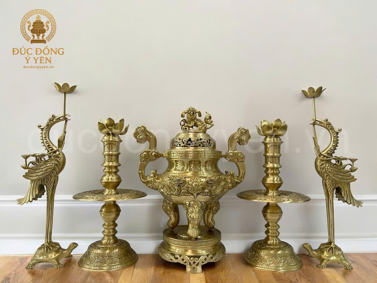 Bộ ngũ sự đồng vàng cao 50cm