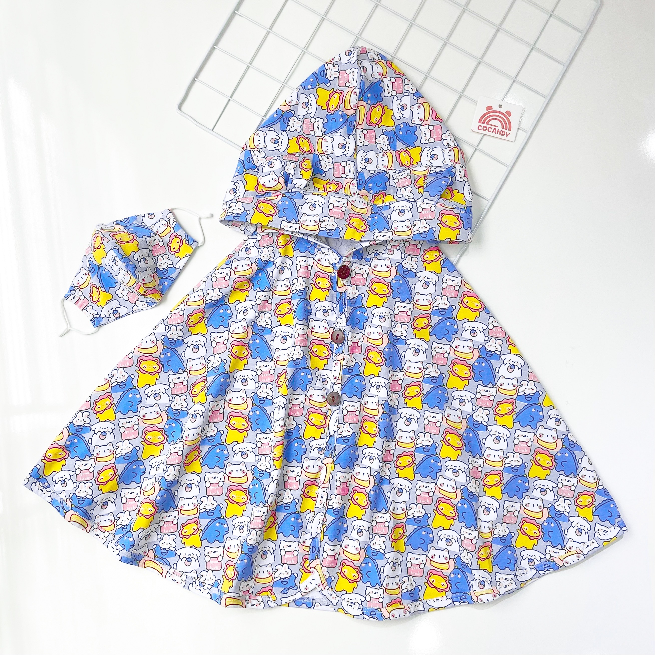 Áo choàng COTTON cao cấp COCANDY động vật GHI