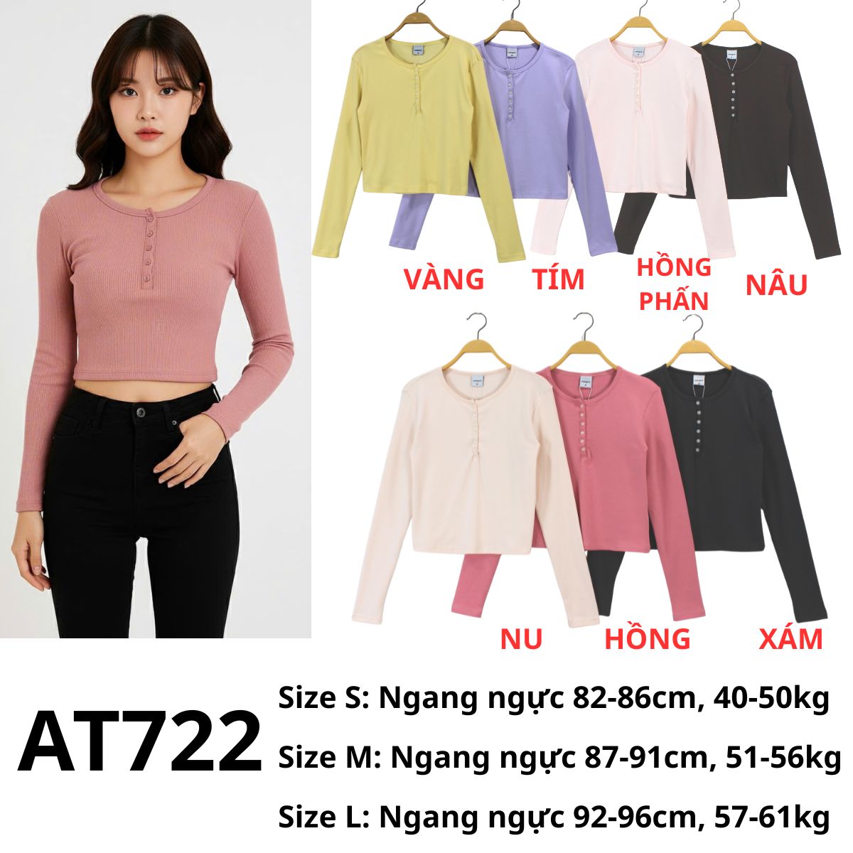AT722 - Áo Thun tay dài crop